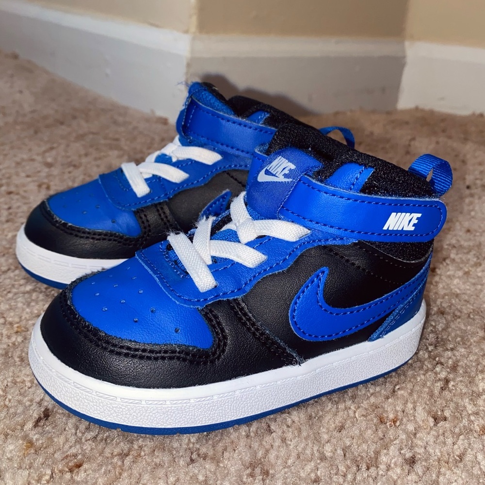 Toddler Blue and Black Nike Court Borough Mid 2, Size 6c